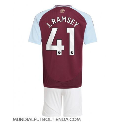 Camiseta Aston Villa Jacob Ramsey #41 Primera Equipación Replica 2024-25 para niños mangas cortas (+ Pantalones cortos)